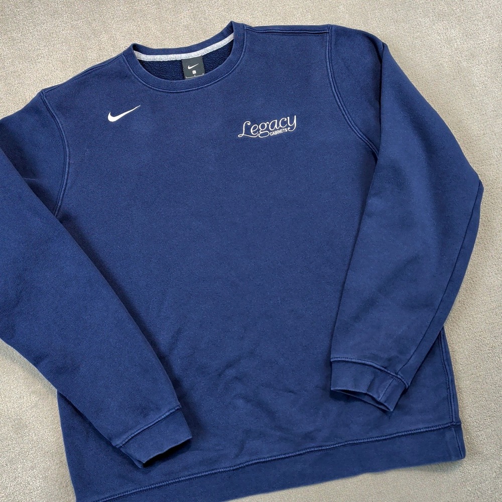Nike Crewneck Sweatshirt Mens L Navy Blue Fleece Pullover Swoosh 835589-419